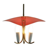 1950s mid century 3-light pendant brass metal plastic stilnovo era