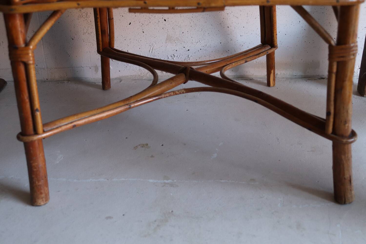 Antique two-tone rattan armchair