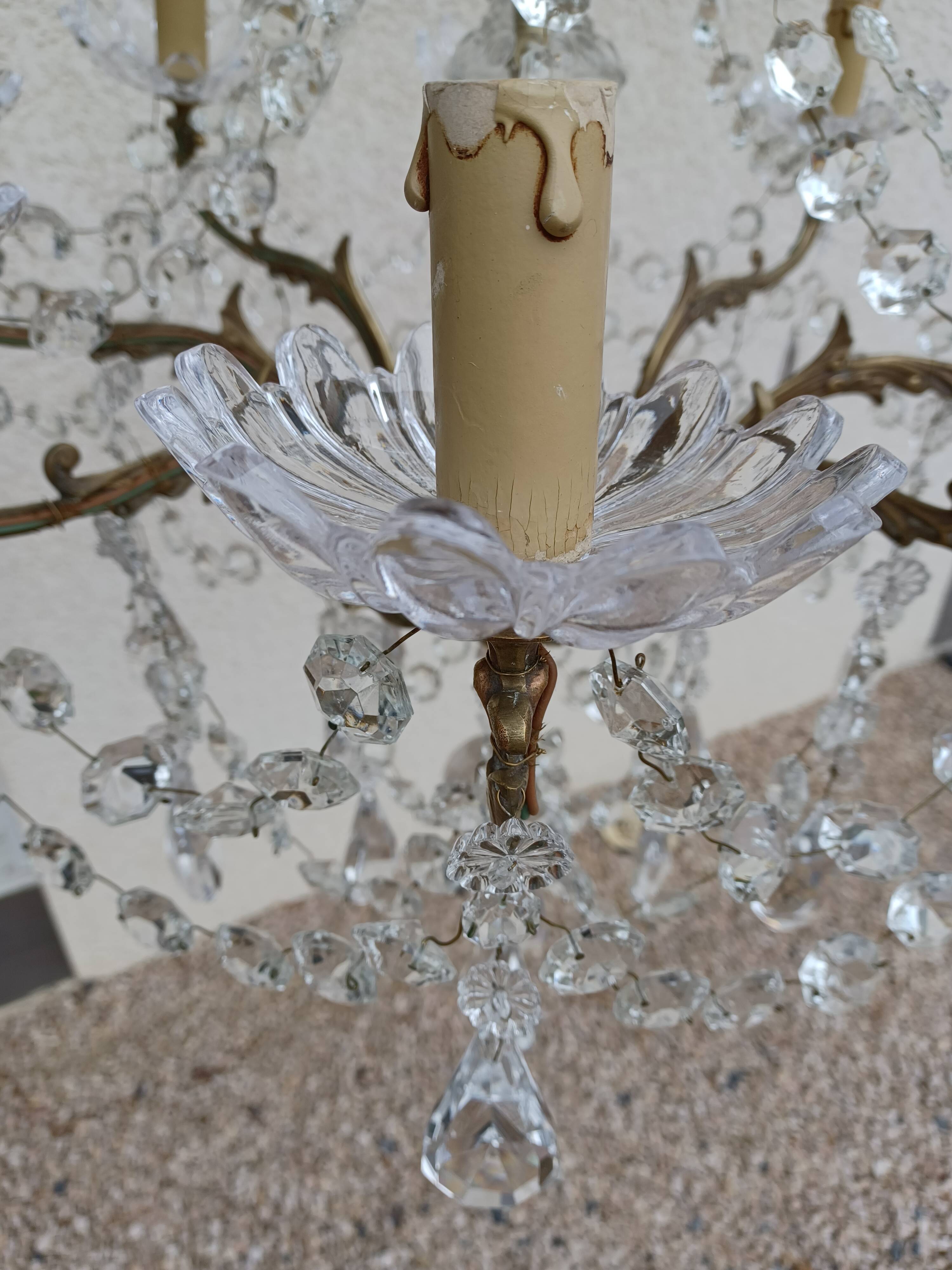 Lustre en bronze et cristal