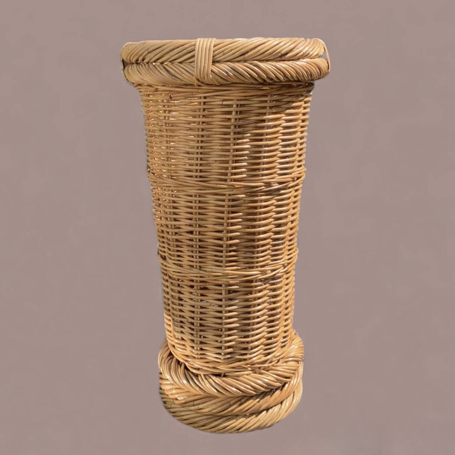 Vintage woven wicker umbrella stand