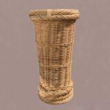 Vintage woven wicker umbrella stand