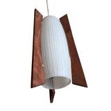 Teak and glass pendant light from the 50s