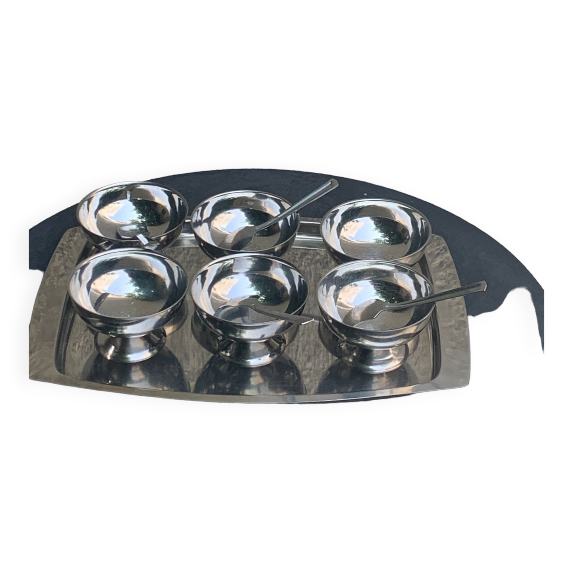 Ice set consisting of a tray, 6 ice cream cups and 4 spoons Quist edelstahl 18/8