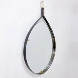 Mid-Century Modern Brass and Steel Drop-Shaped Mirror, Italy, 1970s