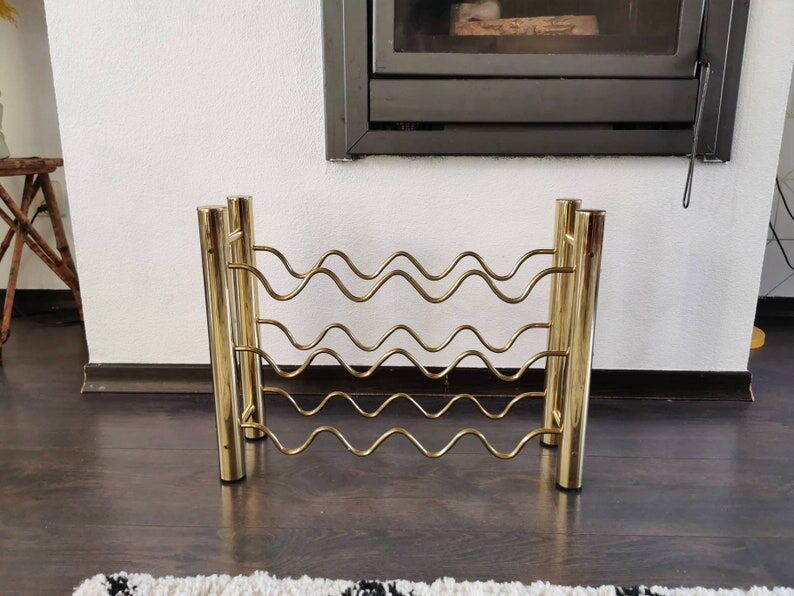 Vintage brass wine rack, 1970