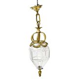 Lantern conical gilded beveled faceted glass old white XIXth