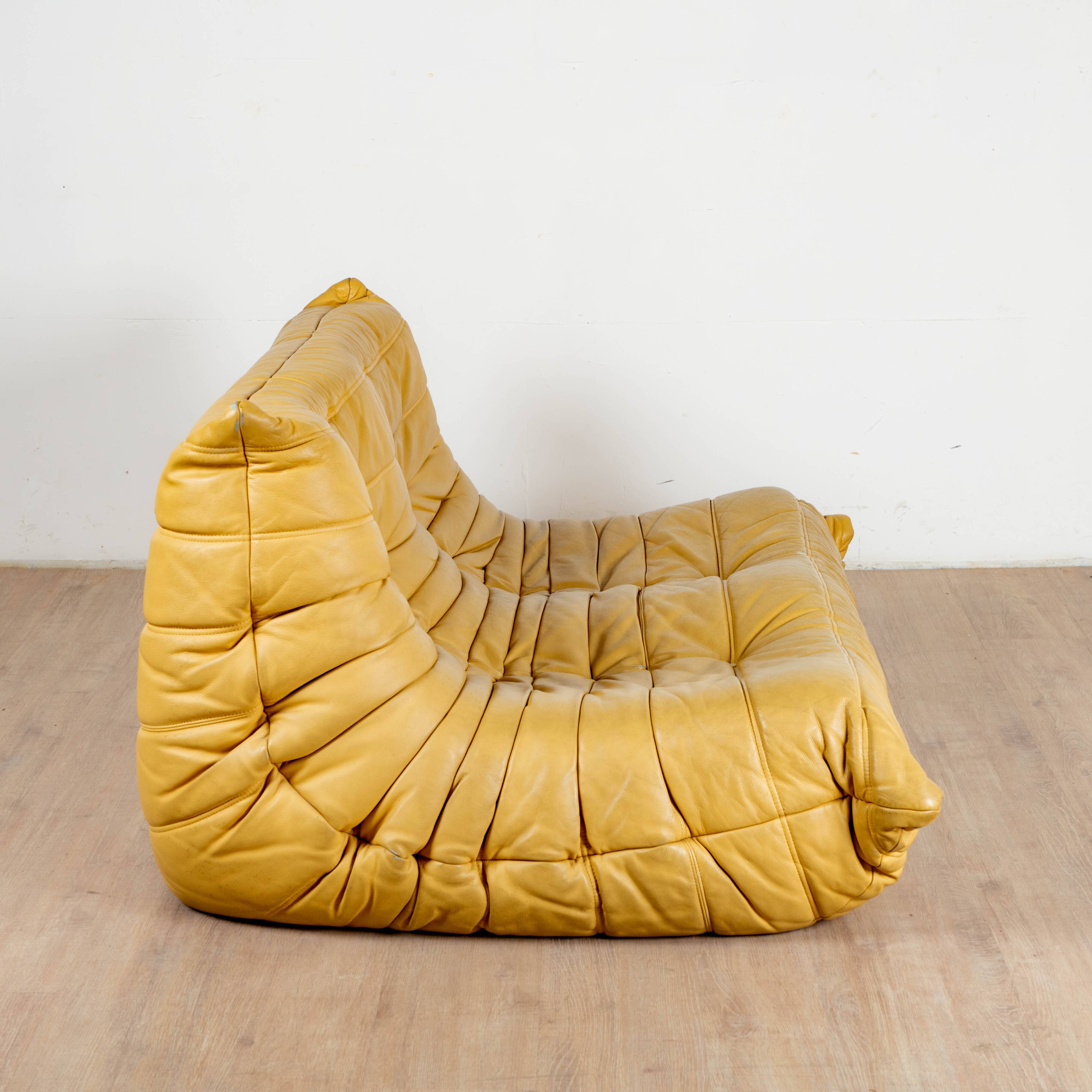 Togo gold leather sofa by Michel Ducaroy for Ligne Roset 1973