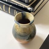 Glazed ceramic vase in honey/ochre/green, France circa 1950.