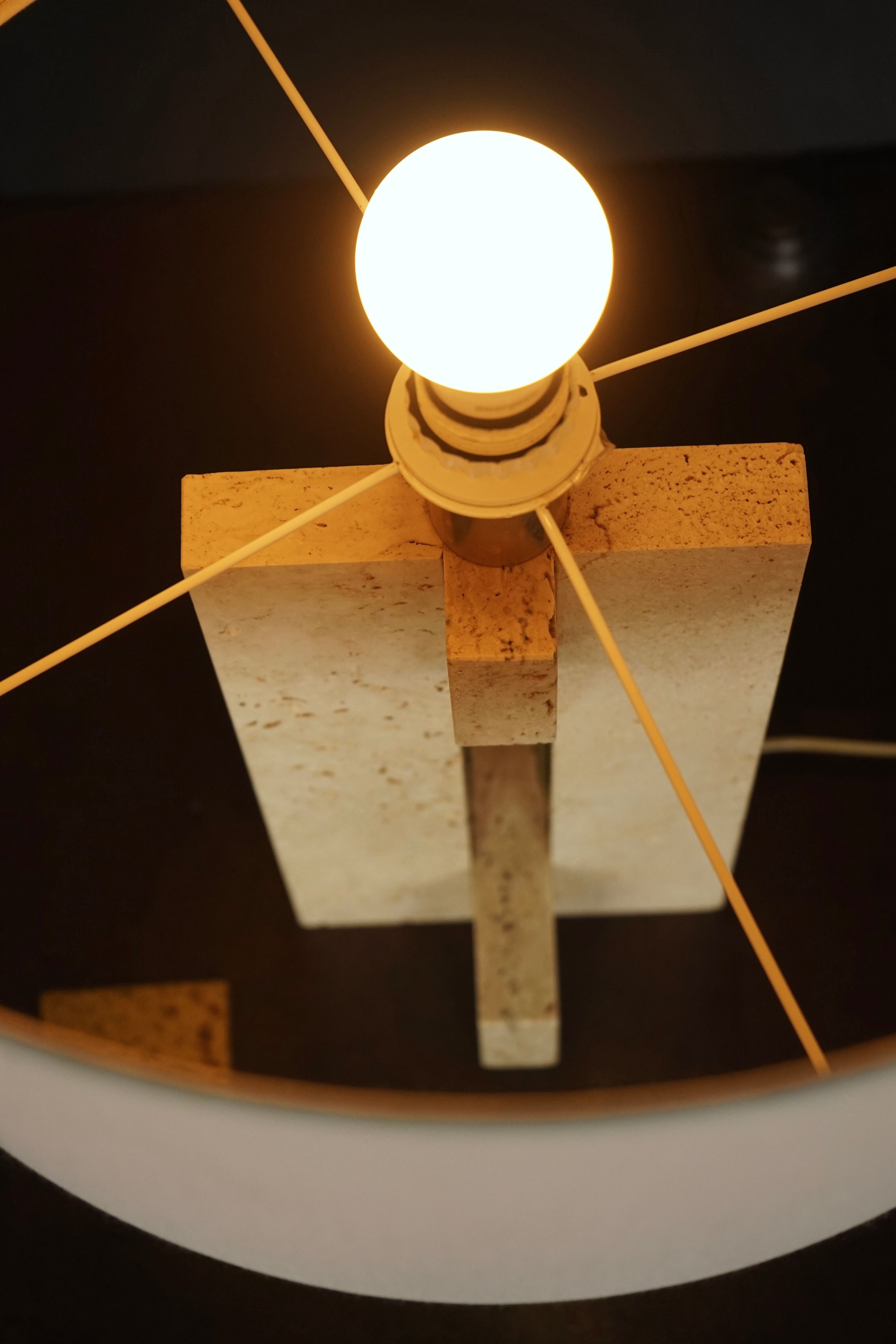 Mid-century table lamp in travertine, Italy, 1970s