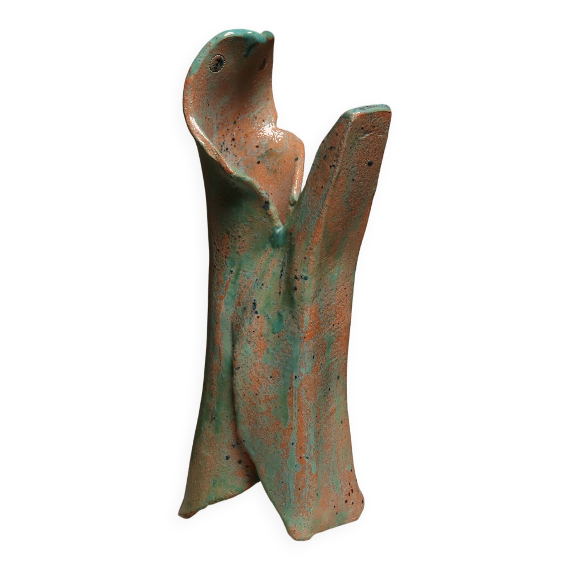 Studio pottery free form raku glazed sculpture 1990s