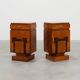 Set of Two Geometric Art Deco Wooden Nightstands, Italy 1920s