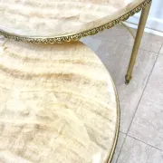Set of 3 nesting tables in marble and gold metal – 1970s