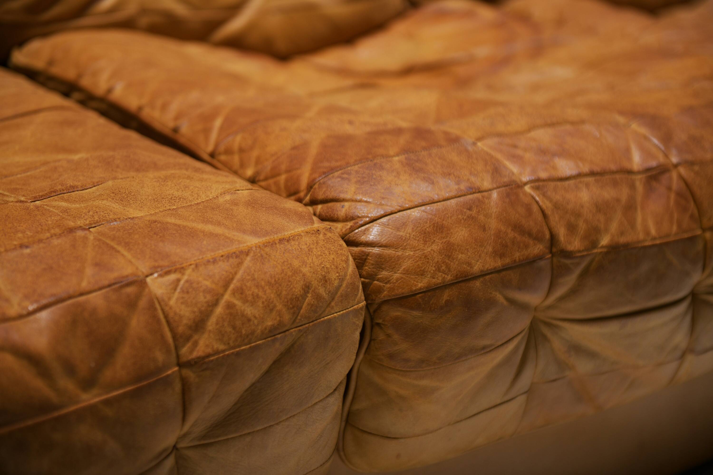 Vintage DS 11 modular sofa in cognac/orange leather by De Sede Swiss