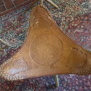 Tabourets tripodes mexicain vintage en bambou et cuir
