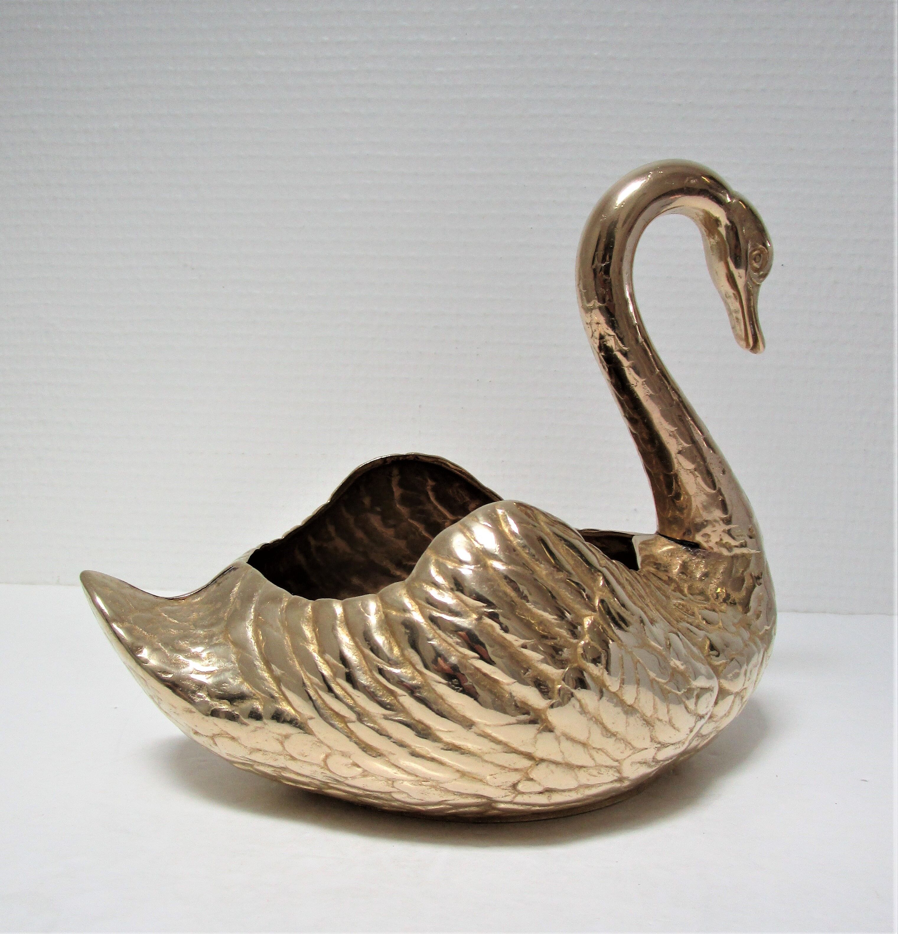 cache brass pot zoomorphic vintage swan