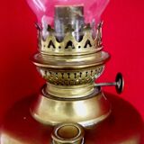 Vintage Brass Oil Lantern with Decorative Base and Clear Glass Funnel Stamped LB Marque Delay 4399