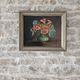 Tableau Huile sur Panneau bouquet de fleurs capucines dans vase Signé L. Fè
