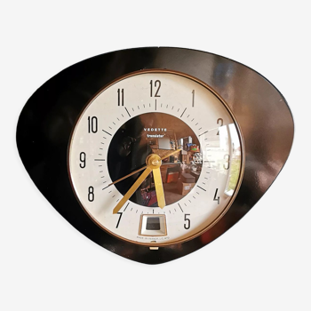 Vintage formica clock silent trapezoid wall clock "Black transistor star"