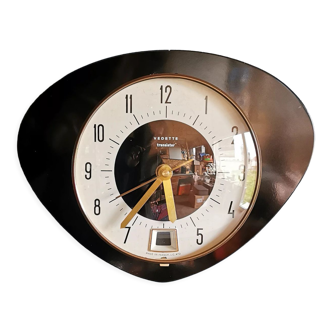 Vintage formica clock silent trapezoid wall clock "Black transistor star"
