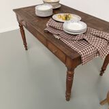 Walnut and pine drapery farmhouse table