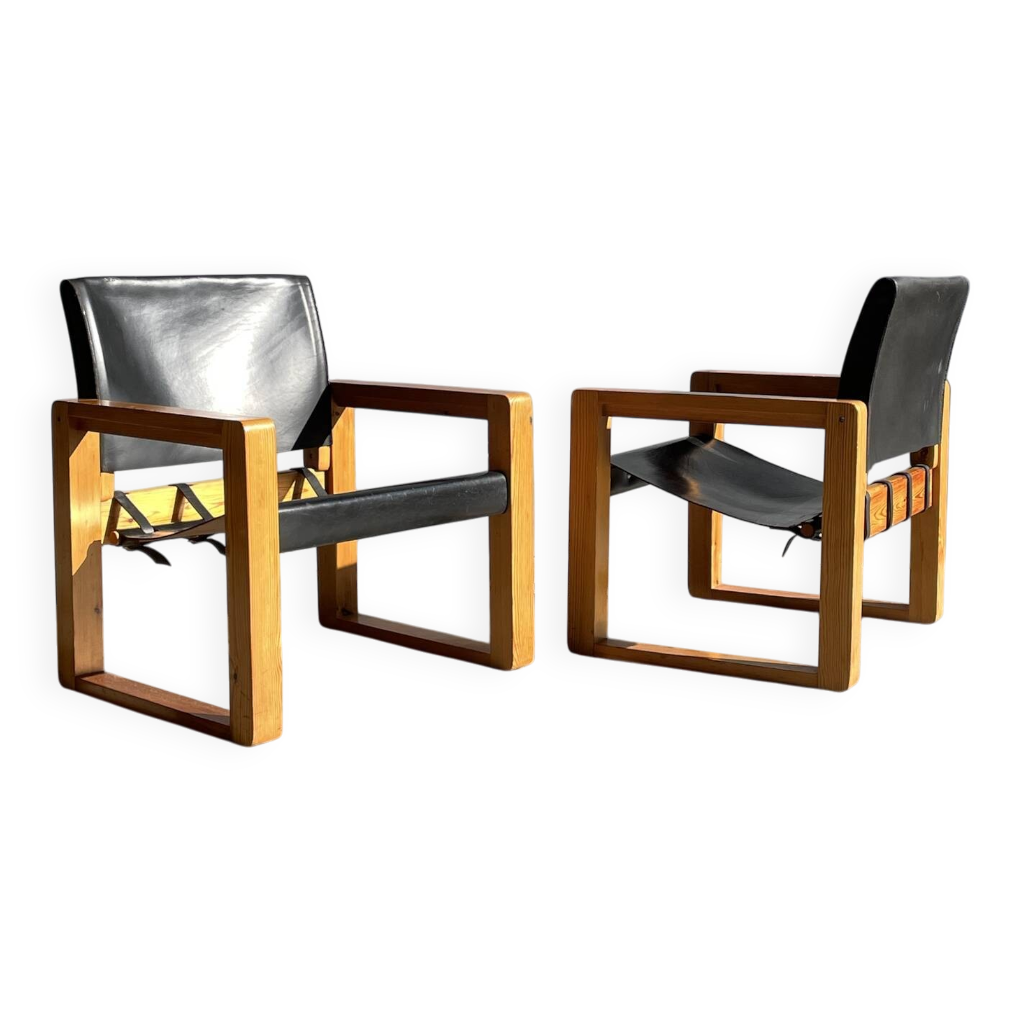 rare bohemian saddle leather safari easy chairs, 1970s