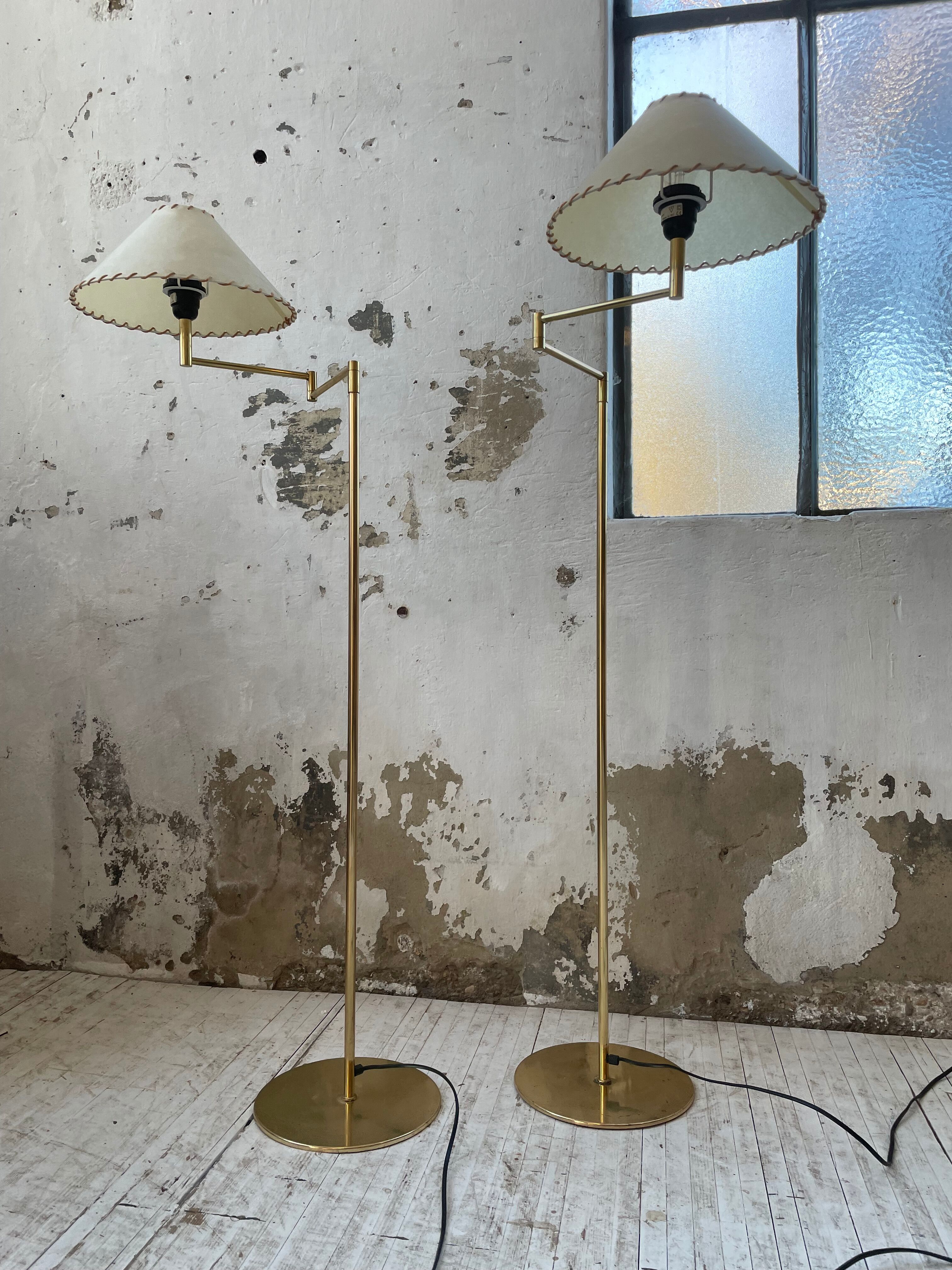 Pair of SCE floor lamps articulated brass 70s