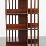 Large Antique Wooden English Book Carousel with Cast Iron Base