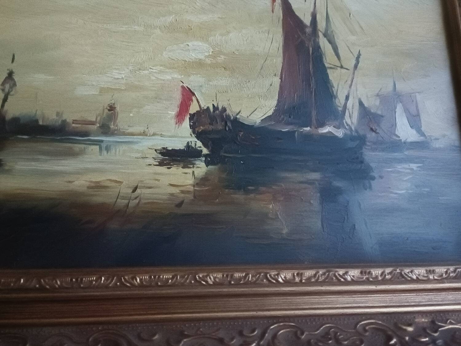 Tableau ancien, marine signée, fin XIXEME