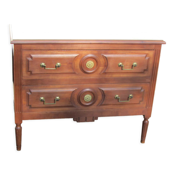 Commode sauteuse parisienne, 2 tiroirs, style Louis XVI