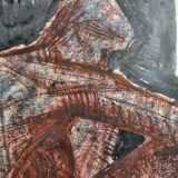 Charcoal and red chalk nude study signed by Maurice de Bus, 1960, 47 x 60 cm