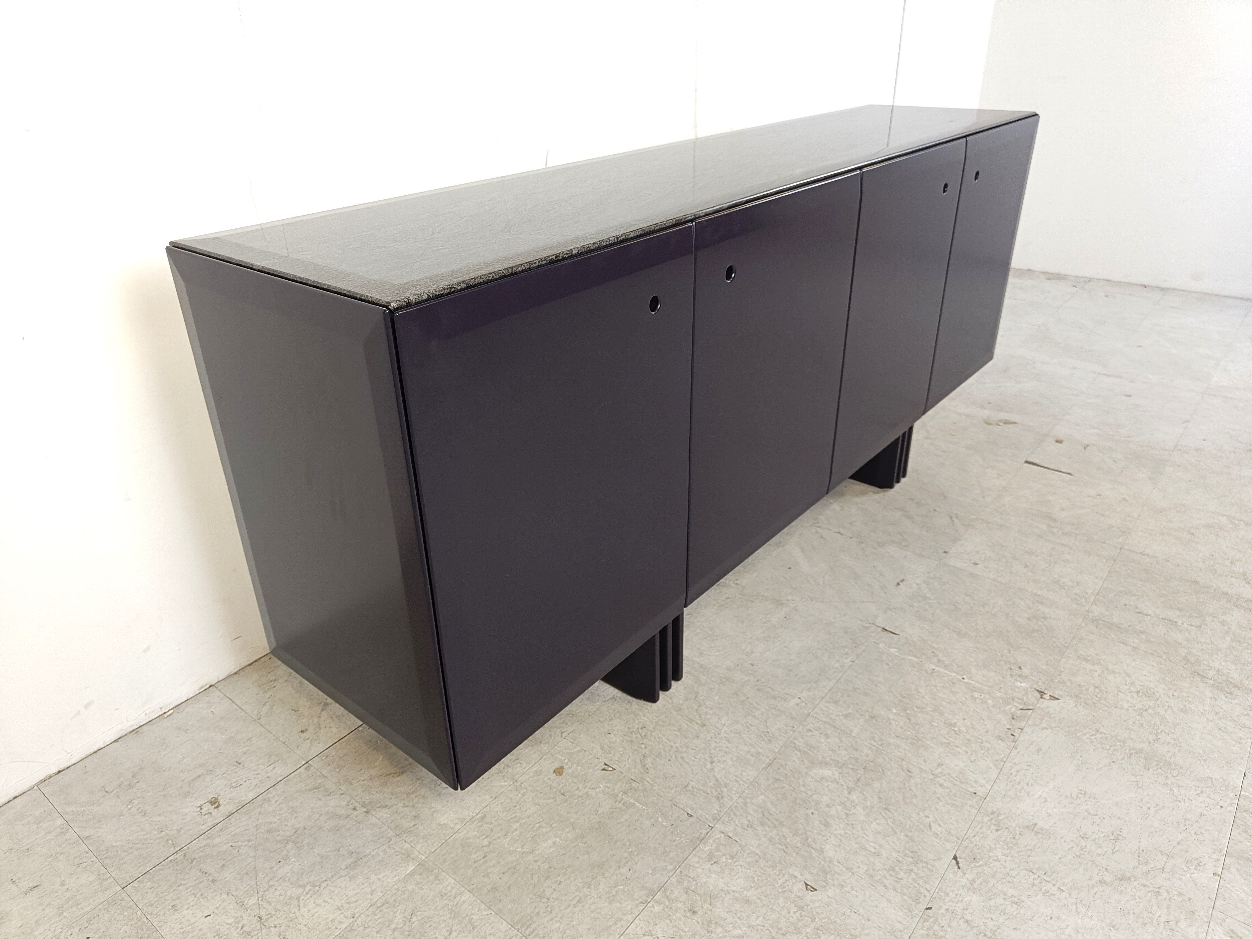 Vintage dark blue sideboard, 1980s