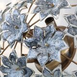 Large Murano Vintage Ceiling Light Black Flowers, 1970s