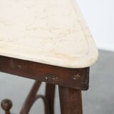 Table d'appoint Thonet ancienne du début du XXe siècle avec un plateau en pierre naturelle