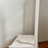 Chaise en bois paillée ancienne blanche