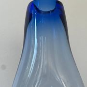Beautiful Vintage Murano Modern Vase, Blue and Clear Glass, 1970's
