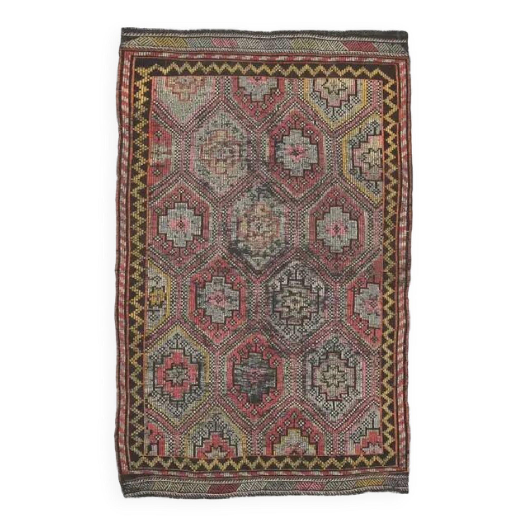 Vintage Turkish Oushak Handmade Wool Cotton Red Area Rug 170x272