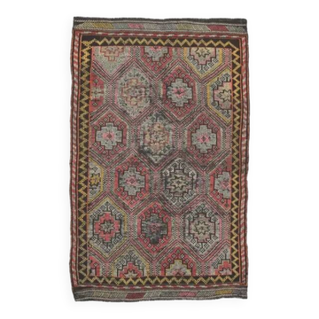 Vintage Turkish Oushak Handmade Wool Cotton Red Area Rug 170x272