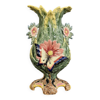 Very important butterfly vase from the Art Nouveau period in Barbotine