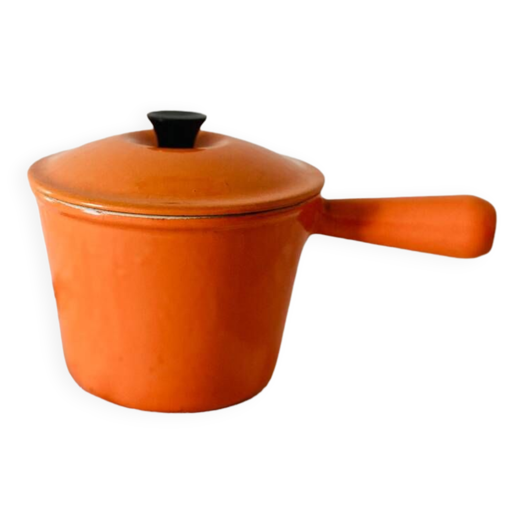 Poêlon caquelon casserole cocotte fonte Le Creuset orange vintage 1,2 L ...
