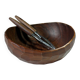 Handmade teak serving bowl with a nutcracker as a set, vintage from the 1960s