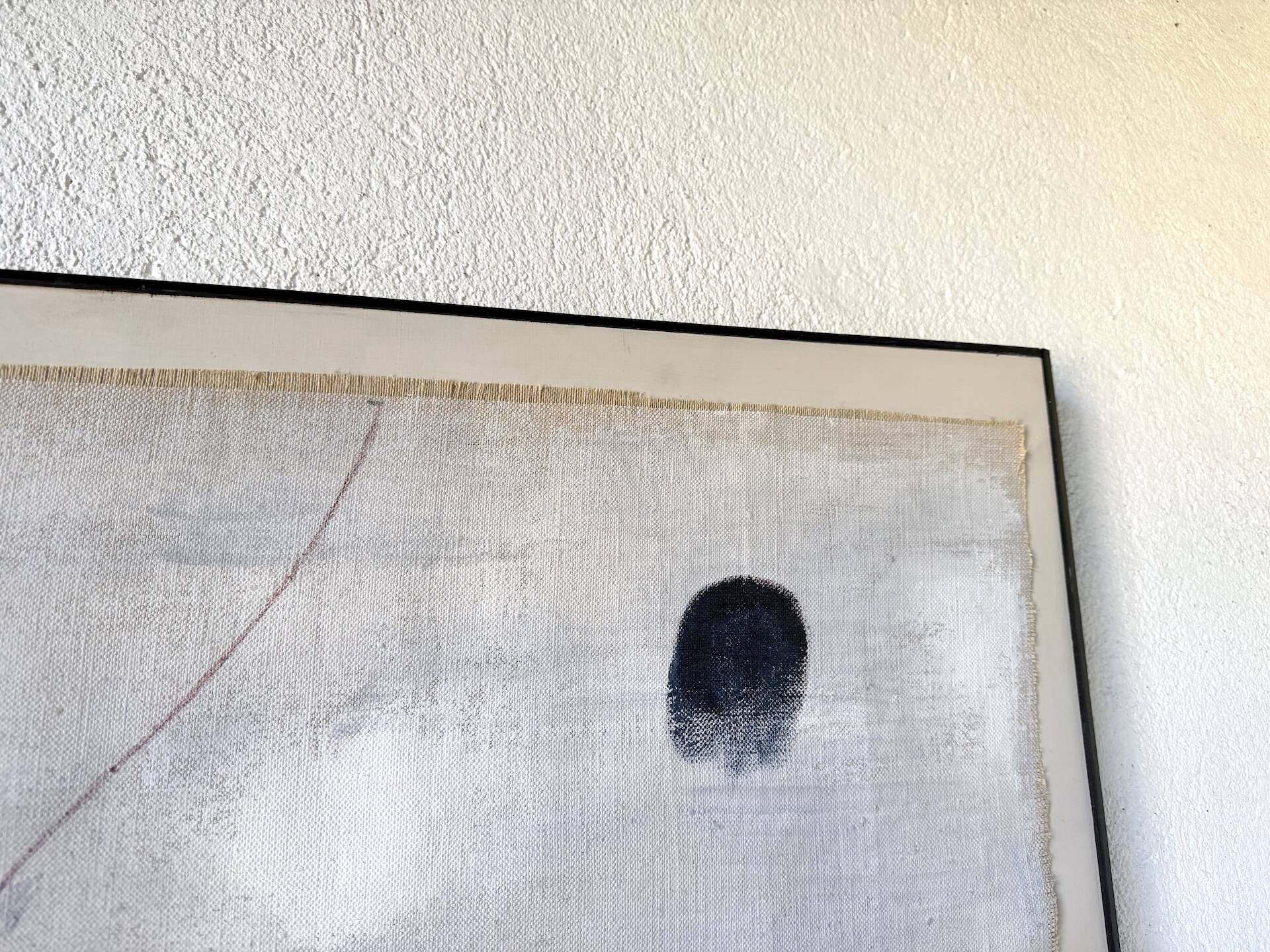 Tableau abstrait sur toile de lin dans le goût de Joan Miro