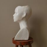 Vintage design vase 70s enamelled ceramic bust sculpture head face