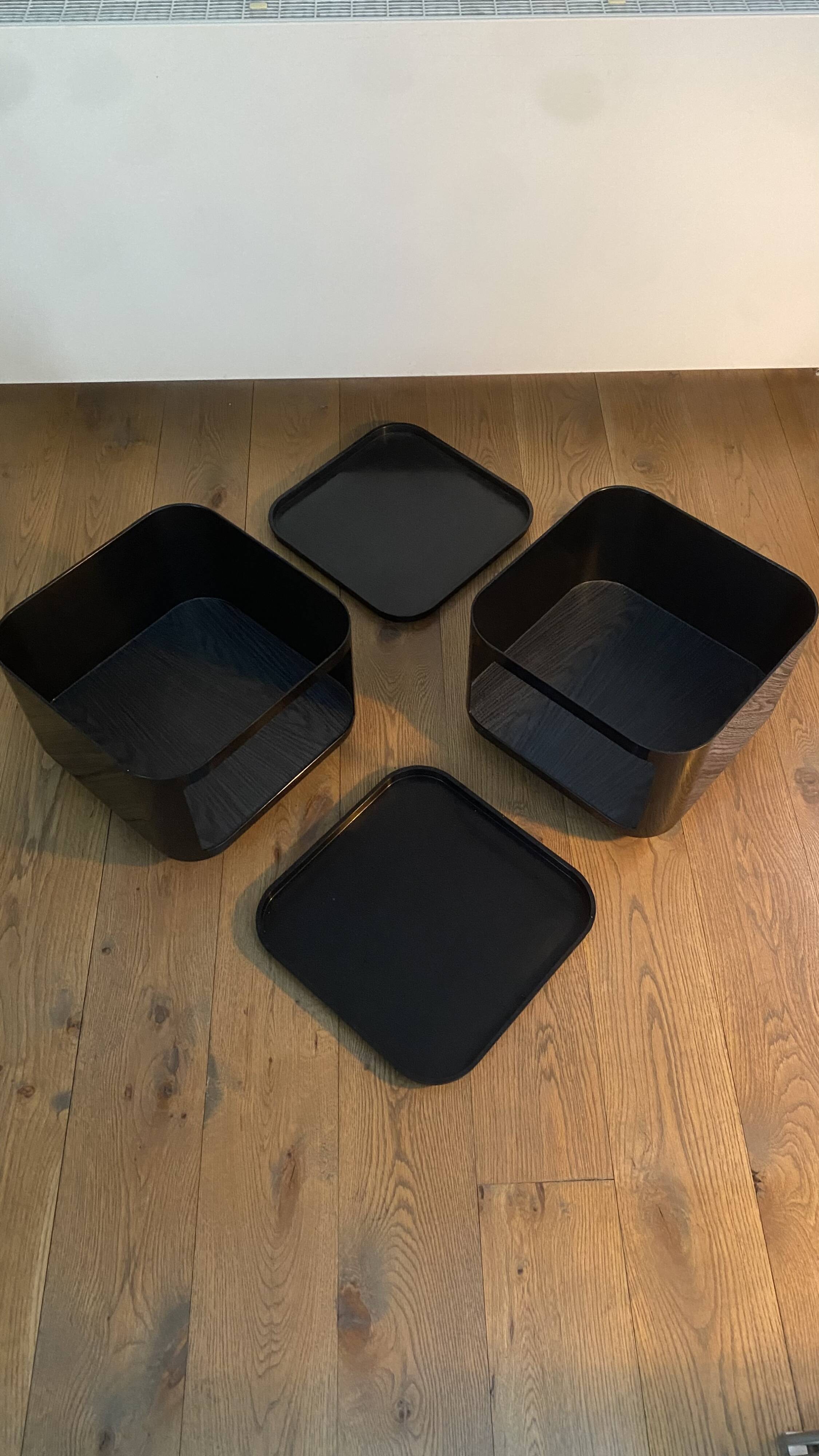 Anna Castelli pair of black Componibili night tables