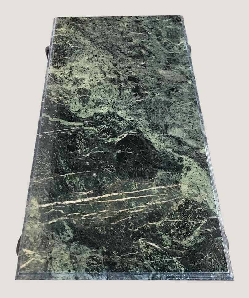 Vintage green marble and wrought iron coffee table