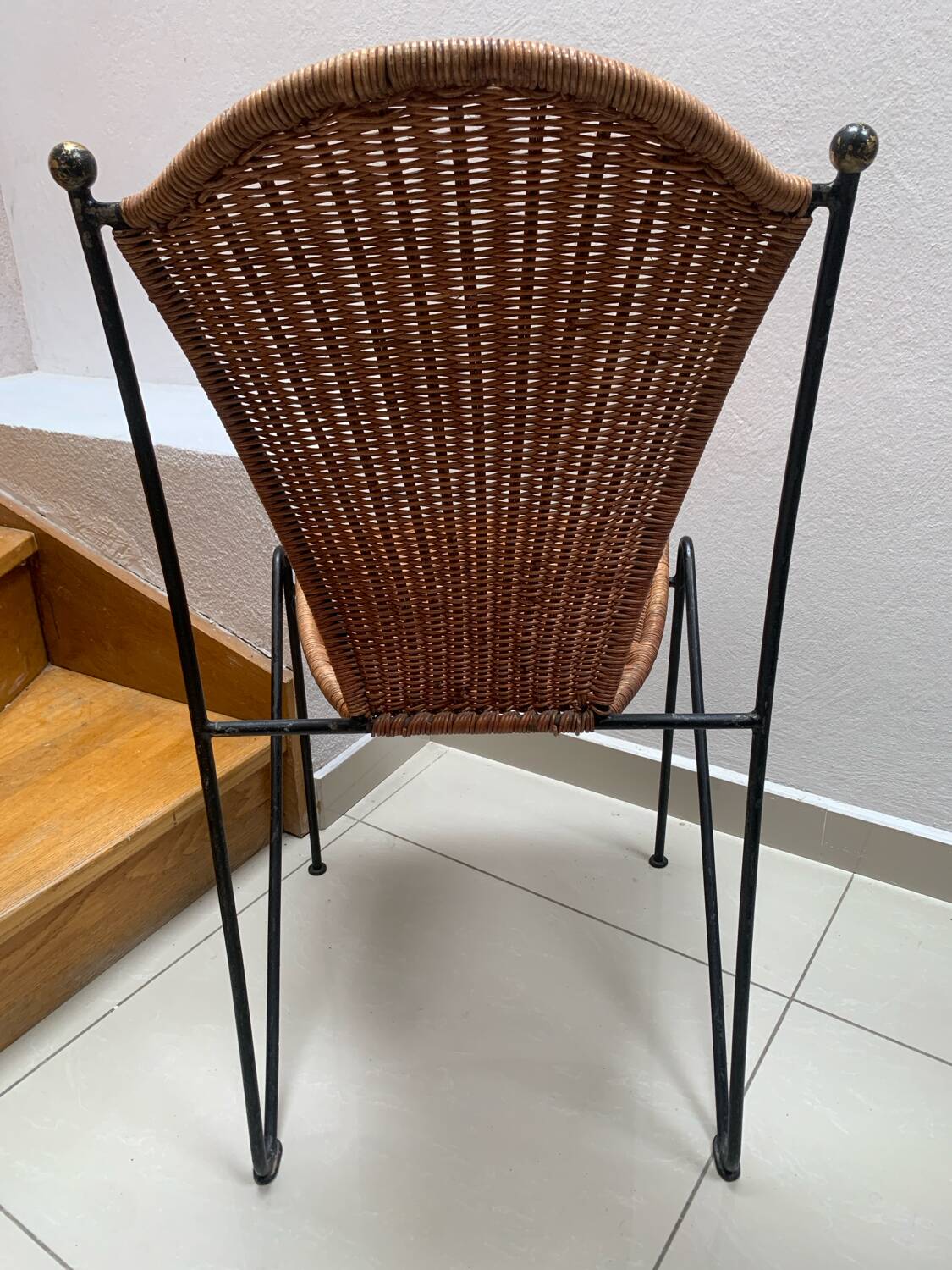 Metal and wicker chair