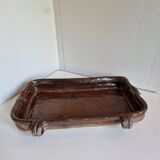Ancien Plat À Jus Lechefrite 19e Terre Cuite Vernissée Art Populaire
