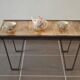 Industrial metal coffee table and solid wood
