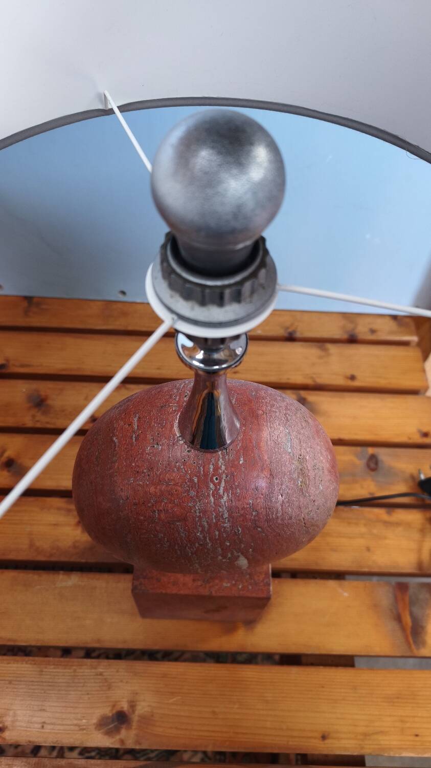 Lampe à poser en marbre rouge - style Barbier 1970