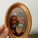 Vintage miniature painting oil painting under glass