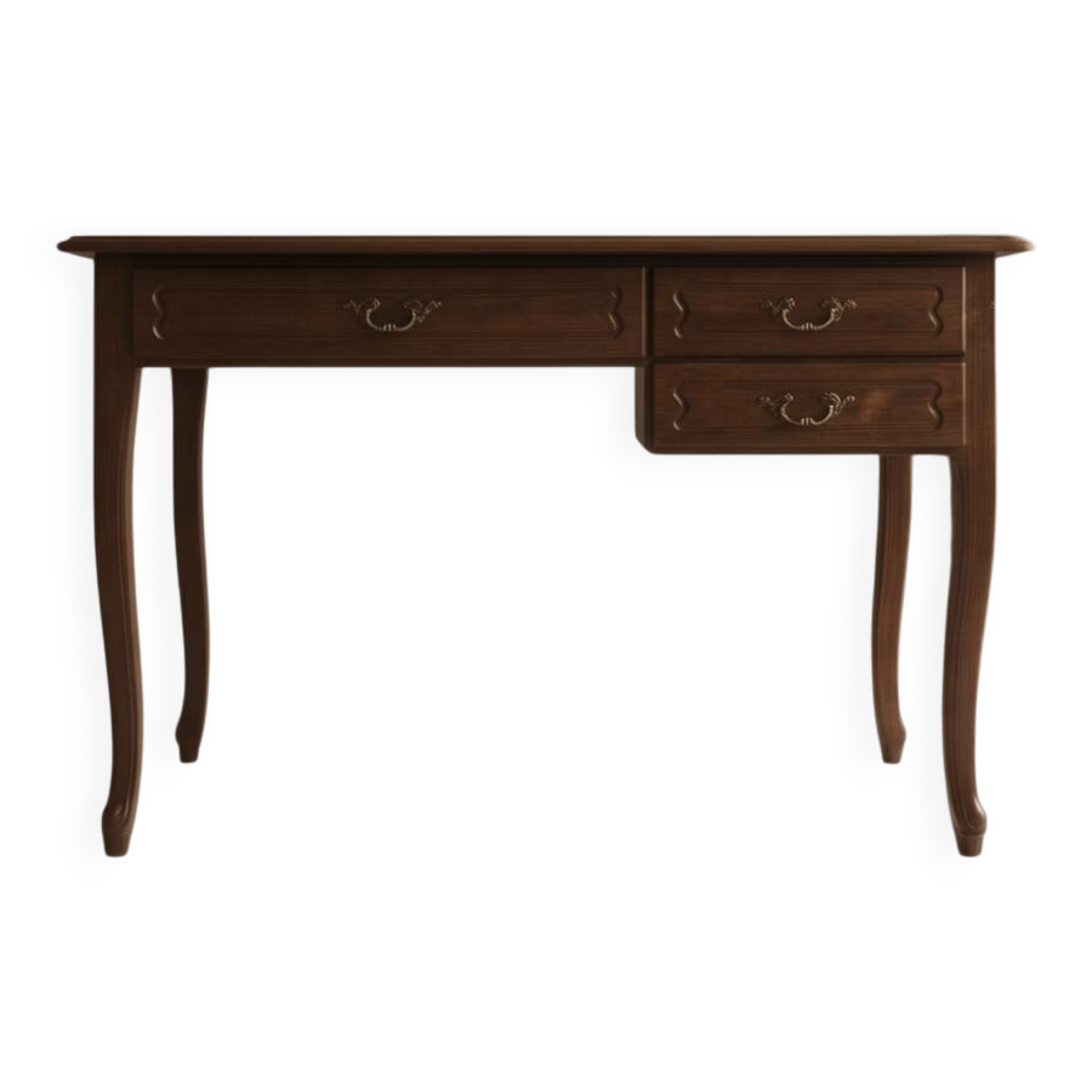 Antique Louis XV style flat desk in solid wood – 3 drawers